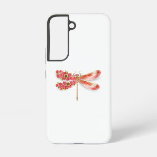 Funda Para Samsung Galaxy S22 Libélula de flor con sakura de joyería