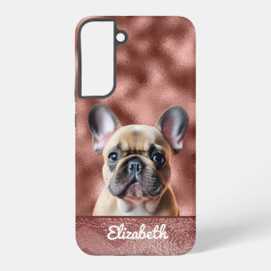 Funda Para Samsung Galaxy S22+ Lindo rosa oro rosa Bulldog Francés Bonito Chic