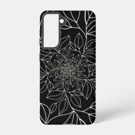 Funda Para Samsung Galaxy S21 Líneas de tallo de hojas abstractas blancas negras