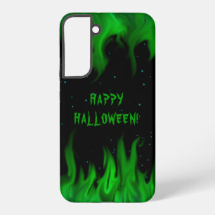 Funda Para Samsung Galaxy S22+ Llamas Verdes en el Cielo de Estrellas