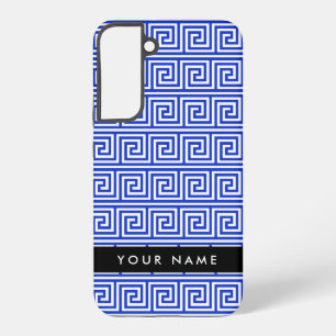 Funda Para Samsung Galaxy S22+ Llave Meandro Griego Azul, Tu Nombre, Personaliza