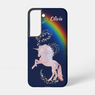 Funda Para Samsung Galaxy S22 Lluvia de Estrellas Arcoíris de Unicornio Brillant