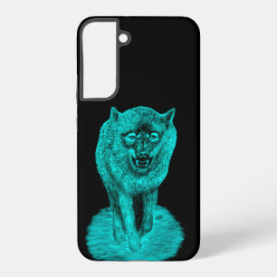 Funda Para Samsung Galaxy S22+ Lobo negro enojado en la noche