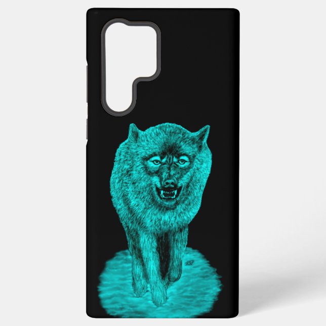 Funda Para Samsung Galaxy Lobo negro enojado en la noche (Reverso )