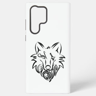Funda Para Samsung Galaxy S22 Ultra Lobo tribal blanco y negro