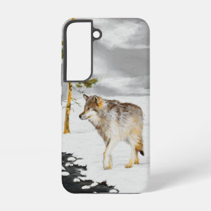 Funda Para Samsung Galaxy S22 Lobos en pintura de nieve - Arte de vida salvaje o