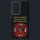 Funda Para Samsung Galaxy S21 Ultra Logo del Departamento de Incendios Negro y Rojo<br><div class="desc">Logo del Departamento de Bomberos Insignia Negra y Roja con hachas y escalera de incendios. Ideal para bomberos y primeros encuestados. Personaliza con tu nombre y departamento de la ciudad natal y más.monograma</div>