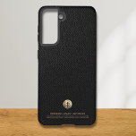 Funda Para Samsung Galaxy S21 Logotipo Empresa<br><div class="desc">Una elegante plantilla de personalizado negro de negocios en un estilo moderno minimalista de lujo que se puede actualizar fácilmente con el logotipo y el texto de su empresa. Diseñado con un emblema del logotipo de oro metálico cepillado de plantilla, puede realizar el personalizar cambiando el texto y la imagen...</div>