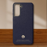 Funda Para Samsung Galaxy S21 Logotipo Empresa<br><div class="desc">Una sencilla plantilla personalizado de negocios azul marino con un estilo lujoso minimalista moderno que se puede actualizar fácilmente con el logotipo y el texto de su empresa. Diseñado con un emblema del logotipo de oro metálico cepillado de plantilla, puede realizar el personalizar cambiando el texto y la imagen utilizando...</div>