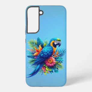 Funda Para Samsung Galaxy S22+ Loro tropical azul colorido