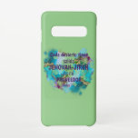 Funda Para Samsung Galaxy S10 Los colores del Mármol español Proveedor la Jireh<br><div class="desc">Samsung Galaxy S10 funda con un azul turquesa de mármol, verde, morado, dorado, colores con comillas en español o puedes cambiar la cita por lo que desees. La cita dice: "Cada desierto tiene una salida, Jehová-Jireh es mi proveedor. El texto dice: "Cada desierto tiene salida, Jehová Jireh es mi proveedor"....</div>
