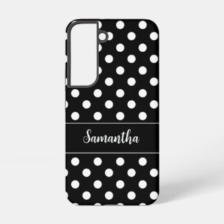 Funda Para Samsung Galaxy S22 Los puntos de Polka Blanco y Negro Preppy son pers
