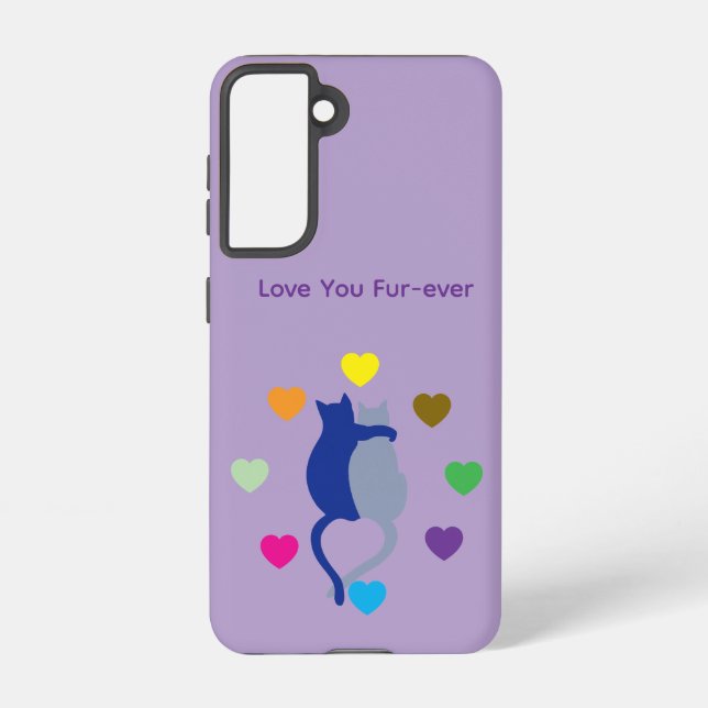 Funda Para Samsung Galaxy Love You Fur-ever Cat Galaxy Case – Purple (Reverso )