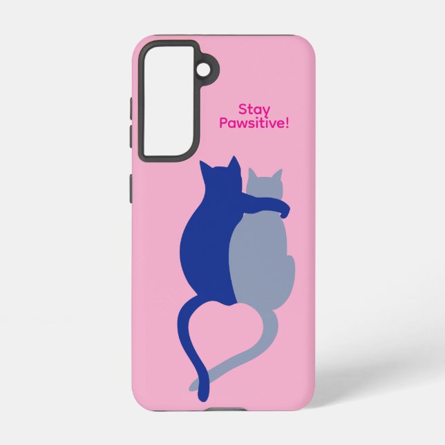 Funda Para Samsung Galaxy Loving Cats Galaxy Case – Pink, Stay Pawsitive (Reverso )
