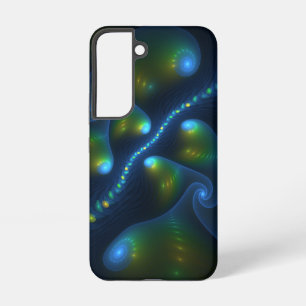 Funda Para Samsung Galaxy S22 Luces de fantasía Resumen Fractal amarillo verde a
