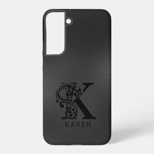Funda Para Samsung Galaxy S22+ Lujo Monograma K en Gris Oscuro