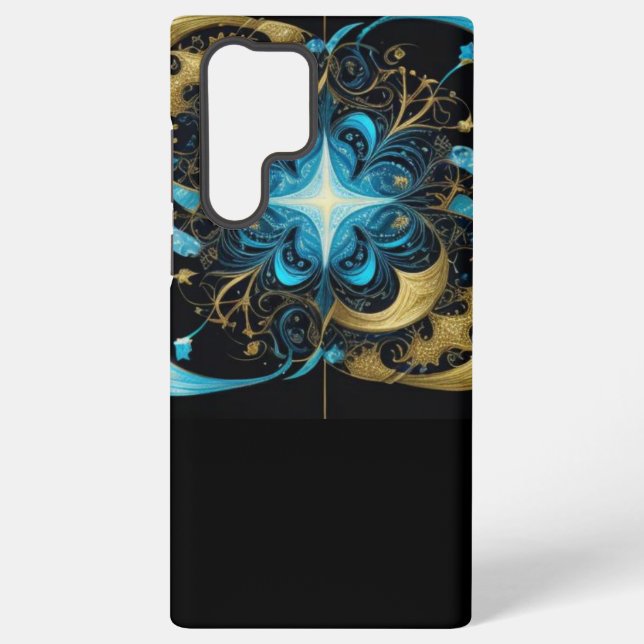 Funda Para Samsung Galaxy Luminoso Star Blue Flower Gold (Reverso )