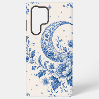 Funda Para Samsung Galaxy S22 Ultra Luna creciente de chinoiserie celestial azul y bla