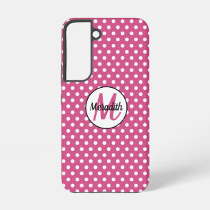 Funda Para Samsung Galaxy S22 Lunares Mini Blancos sobre Rosa Arándano