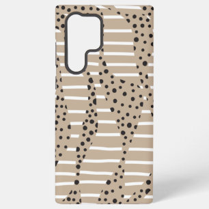 Funda Para Samsung Galaxy S22 Ultra Lunares y Rayas 2 - Taupe, Negro y Blanco