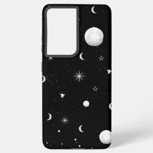 Funda Para Samsung Galaxy S21 Ultra Lunas negras y blancas y estrellas