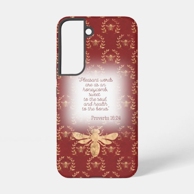 Funda Para Samsung Galaxy Luxury Deep Red Gold Bee Wreath Grid Faith  (Reverso )