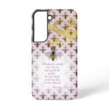 Luxury Pastel Mauve Gold Bee Grid Bible Queen Bee