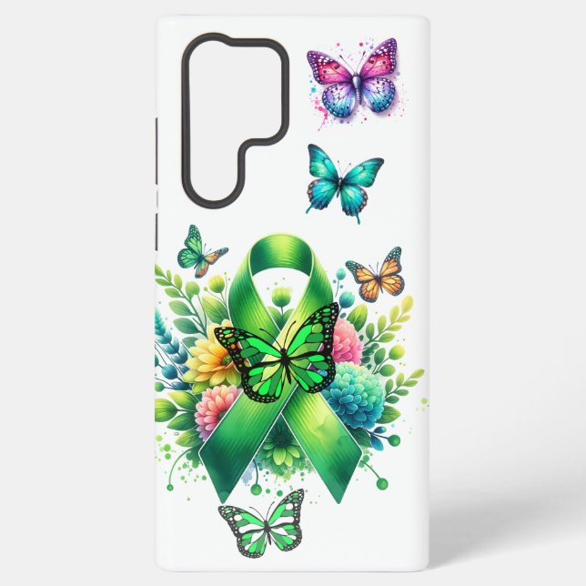 Funda Para Samsung Galaxy Lyme Disease Awareness Ribbon and Butterflies (Reverso )