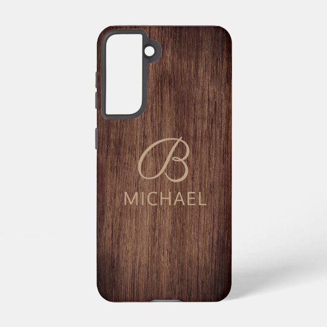 Funda Para Samsung Galaxy Madera De Grano De Madera Con Nombre Personalizado (Reverso )