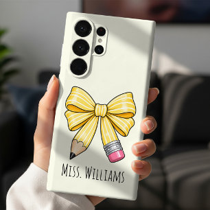 Funda Para Samsung Galaxy S22+ Maestra de Escuela Primaria Lazo de Lápiz con Nomb