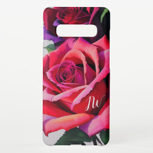 Funda Para Samsung Galaxy S10+ Magníficos rosas y texto personalizado
