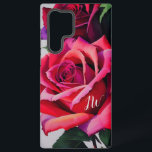 Funda Para Samsung Galaxy S22 Ultra Magníficos rosas y texto personalizado<br><div class="desc">Magnífico trabajo de medios mixtos de rosas rojos, rosados y morados, creado con una de mis fotografías de un rosa y un programa de edición de fotos para obtener efectos artísticos. Las iniciales son un objeto de plantilla y se pueden cambiar fácilmente en cualquier otro texto. Es posible cambiar el...</div>