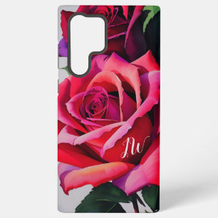 Funda Para Samsung Galaxy S22 Ultra Magníficos rosas y texto personalizado