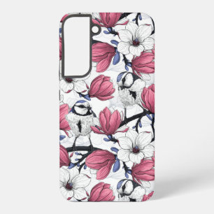 Funda Para Samsung Galaxy S22+ Magnolia rosa y aves azules