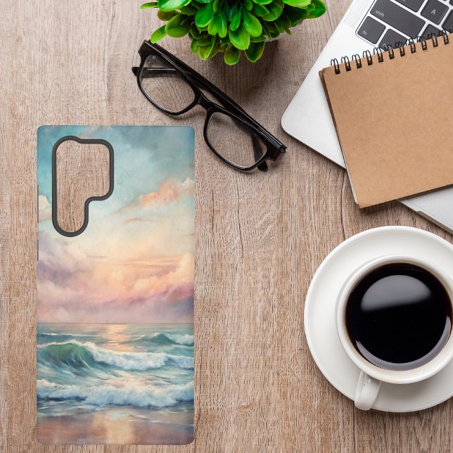 Funda Para Samsung Galaxy Majestic Ocean Sunset Waves Acuarela Costa (Subido por el creador)