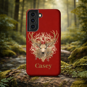 Funda Para Samsung Galaxy S22 Majestuoso Ciervo - Nombre Personalizado