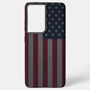 Funda Para Samsung Galaxy S21 Ultra Malla metálica de la bandera estadounidense