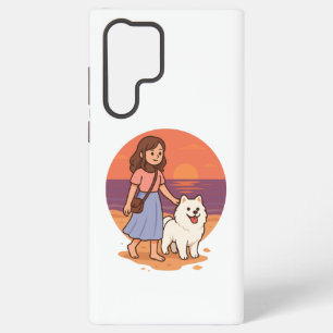Funda Para Samsung Galaxy S22 Ultra Mamá de perro lindo paseando a su cachorro esponjo