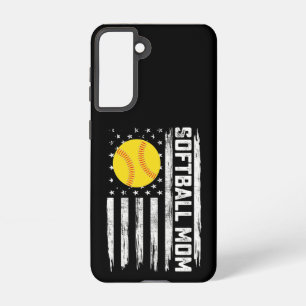 Funda Para Samsung Galaxy S21 Mamá del Softball American Bandera de Estados Unid