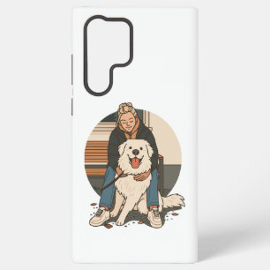 Funda Para Samsung Galaxy S22 Ultra Mamá Perro Abrazando a Cachorro Esponjoso Momento 