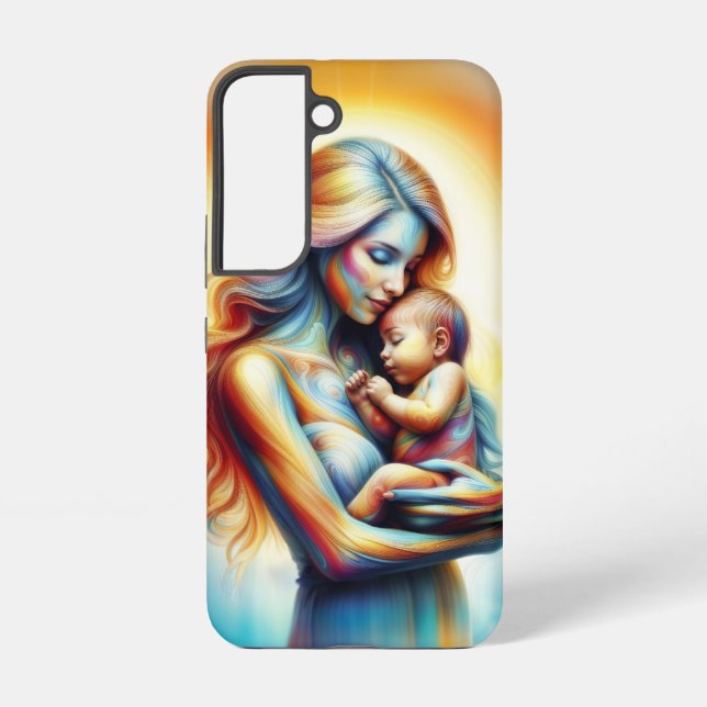 Funda Para Samsung Galaxy Mamá sosteniendo arte de abrazo luminoso (Reverso )
