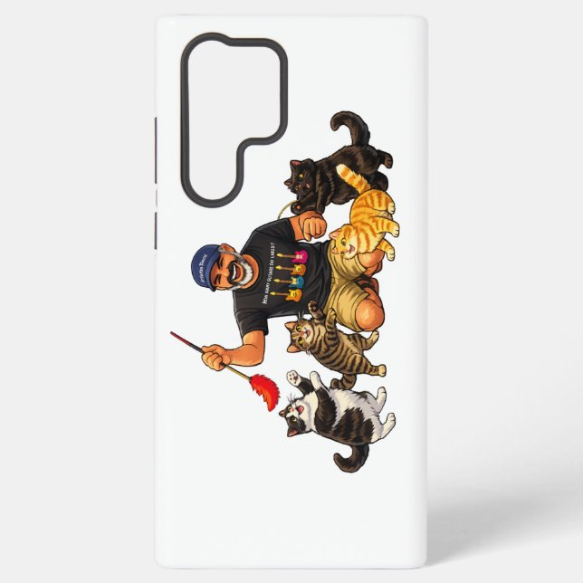 Funda Para Samsung Galaxy Man playing with his cats (Reverso )
