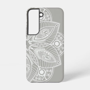 Funda Para Samsung Galaxy S22 Mandala blanca exótica con fondo gris