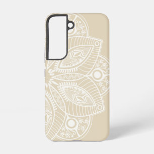 Funda Para Samsung Galaxy S22 Mandalá Blanco Exótico sobre Fondo Beige