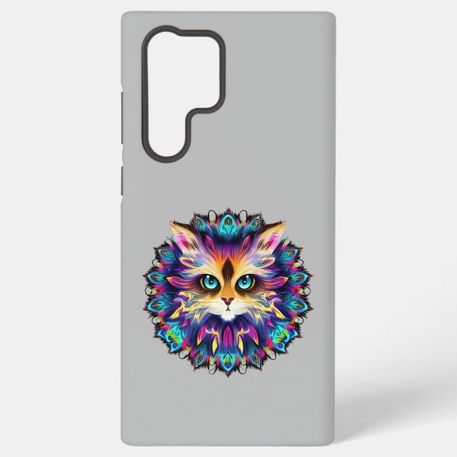 Funda Para Samsung Galaxy Mandala con un lindo retrato de gato (Reverso )