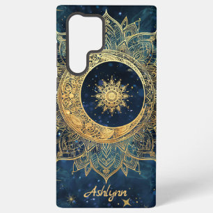 Funda Para Samsung Galaxy S22 Ultra Mándala personalizada del sol y la luna celeste az