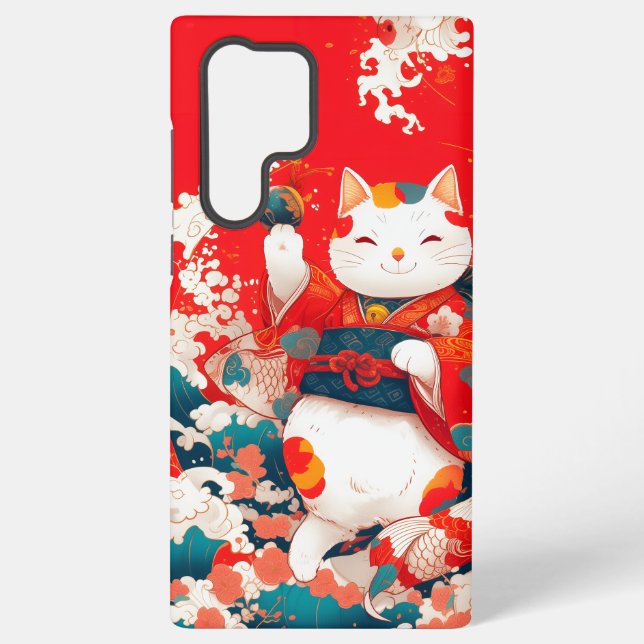 Funda Para Samsung Galaxy Maneki-Neko, un gato suertudo japonés (Reverso )