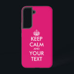 Funda Para Samsung Galaxy S22 Mantengan la calma y sigan con el personalizado de<br><div class="desc">Mantenga la calma y siga con el meme del personalizado rosado Samsung Galaxy S22 Funda. Haz tu propia cita personalizada y tranquila. Color de fondo rosado o personalizado. Diseño de plantillas divertidos con tipografía moderna y corona de princesas. Los colores se pueden cambiar.</div>