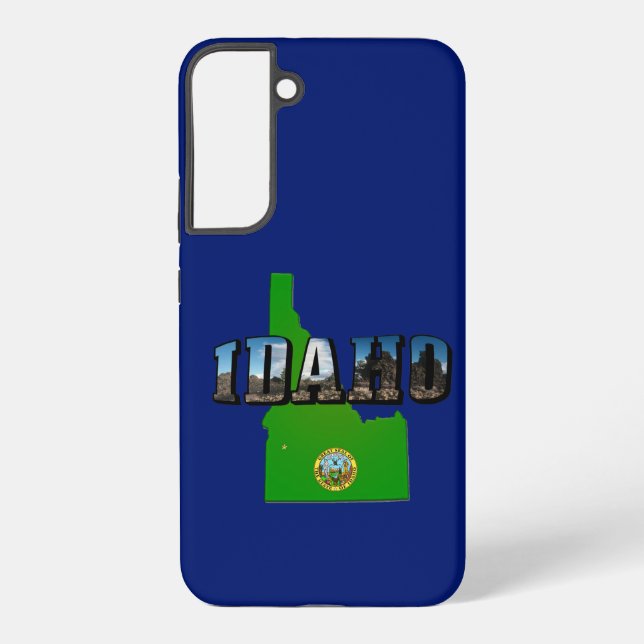 Funda Para Samsung Galaxy Mapa de Idaho, Sello y texto de imagen (Reverso )