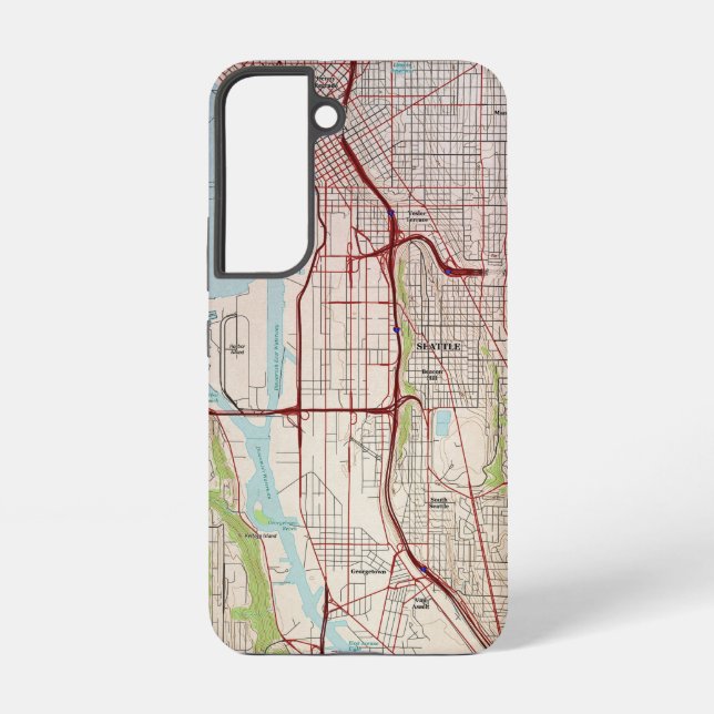 Funda Para Samsung Galaxy Mapa de la ciudad topográfica de Seattle (Reverso )
